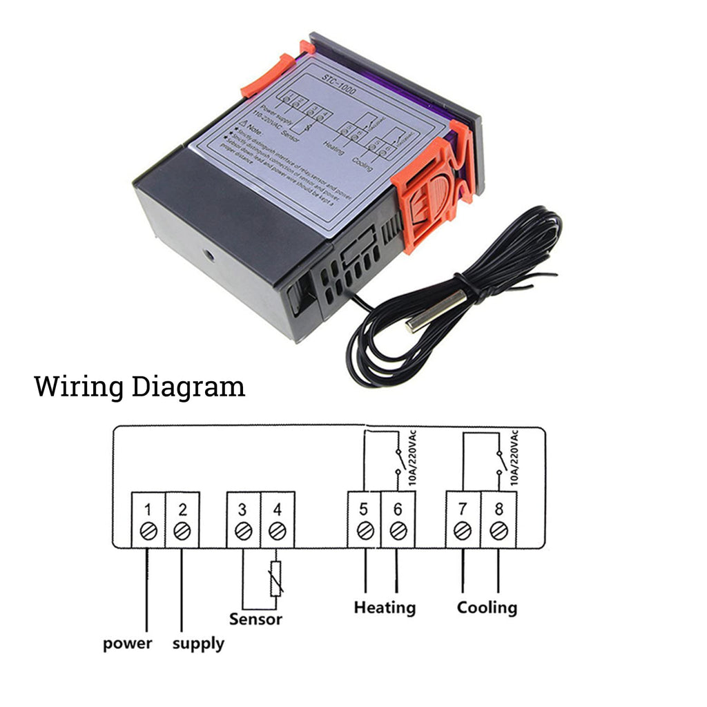 SIPYTOPF STC-1000 Digital Temperature Controller AC 10A 110V-220V (2 Pack)