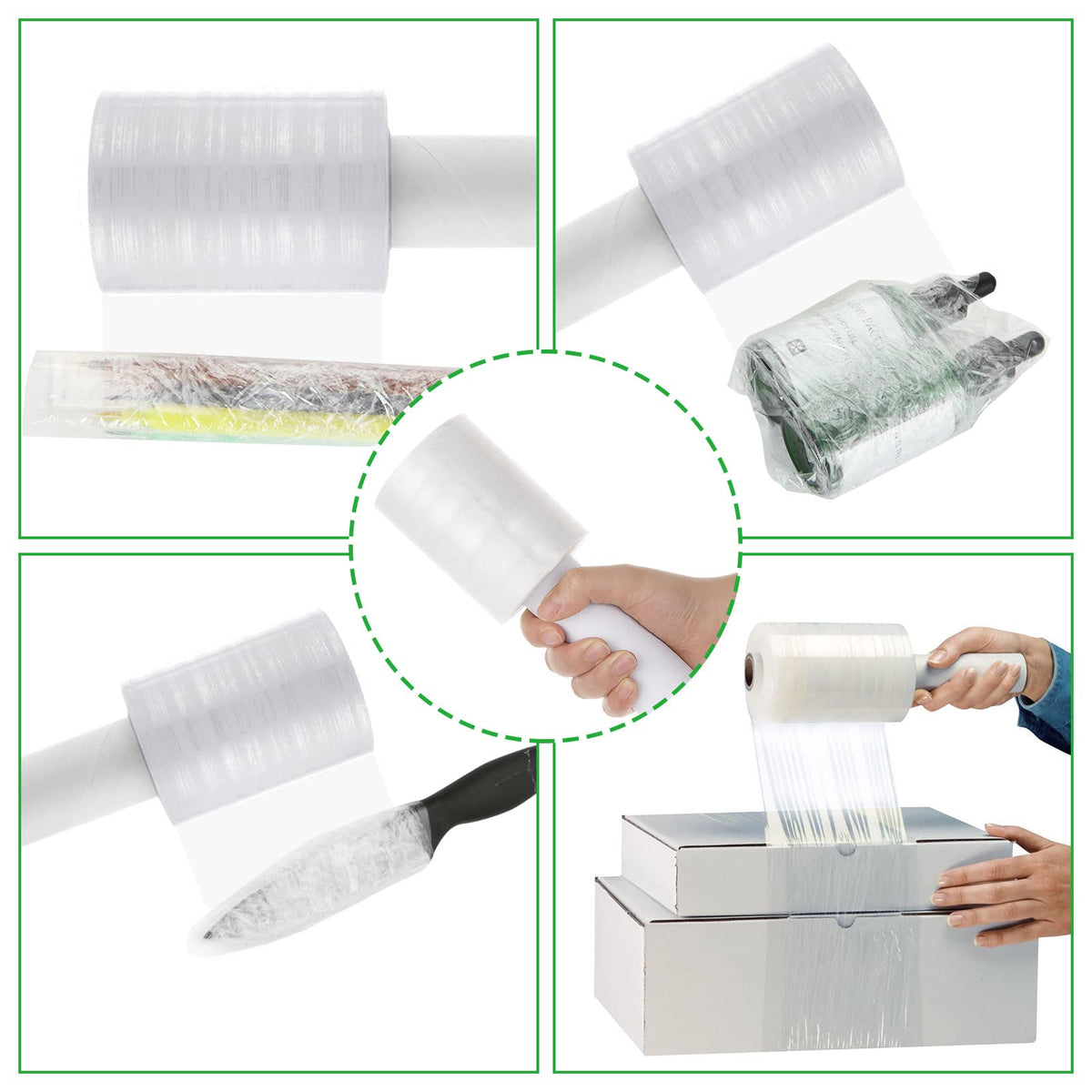 6 Pack 80 Gauge Stretch Wrap Film, 4 in x 1000 ft