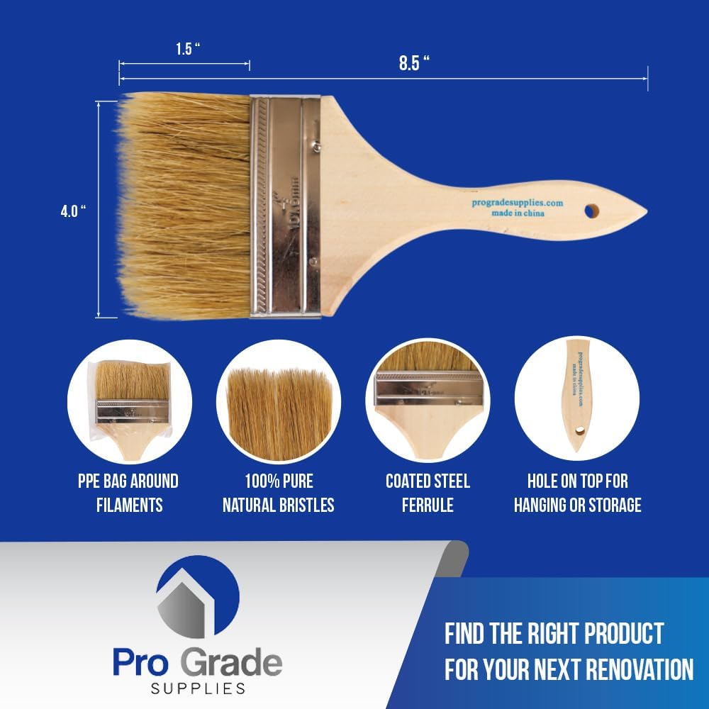 Chip Paint Brushes - 96 Ea 4 Inch Chip Paint Brush Light Brown