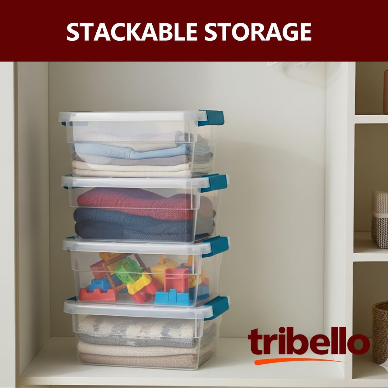 Clear Plastic Storage Bins with Lids Stackable Storage Bins (15 Quart)