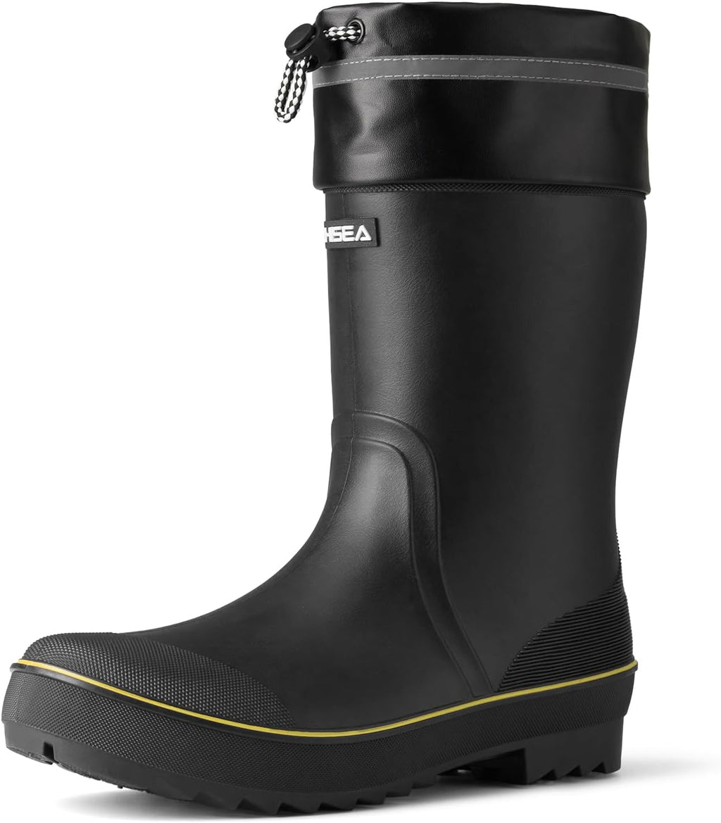 Men's Rain Boots Waterproof PVC Rubber Mud Boots, Lightweight Comfort Mid-Calf Work Boots, Garden Shoes for Fishing