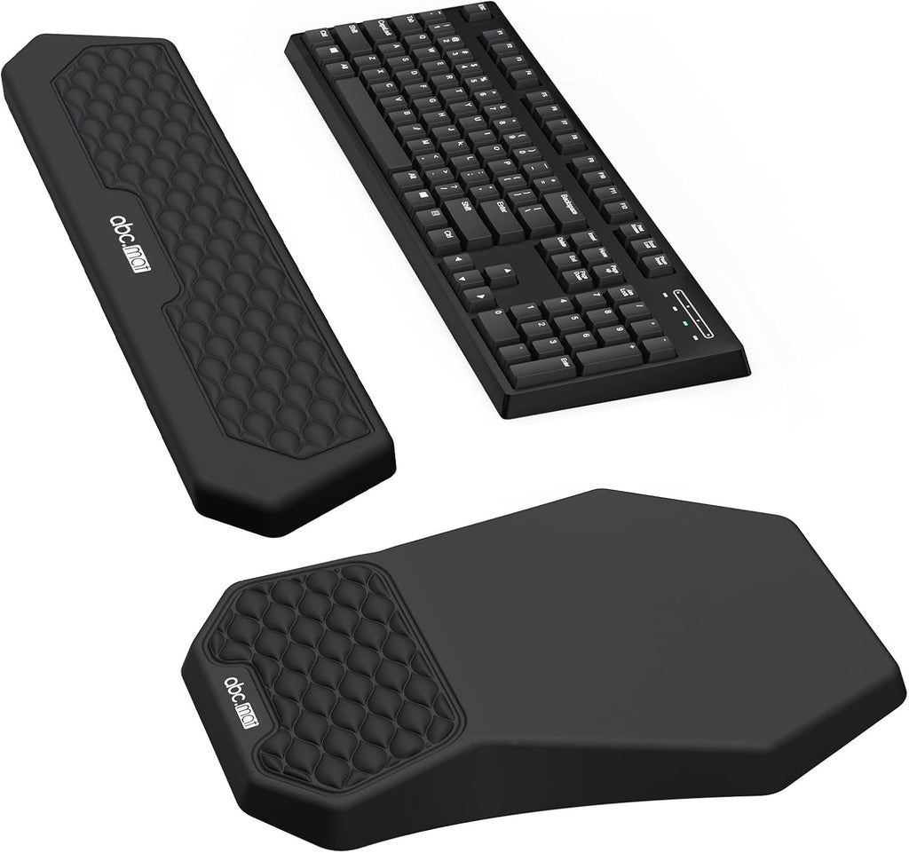 Ergonomic Mouse Pad Wrist Rest and Keyboard Wrist Rest Support Set | Massage Design Mousepad for Carpal Tunnel Pain