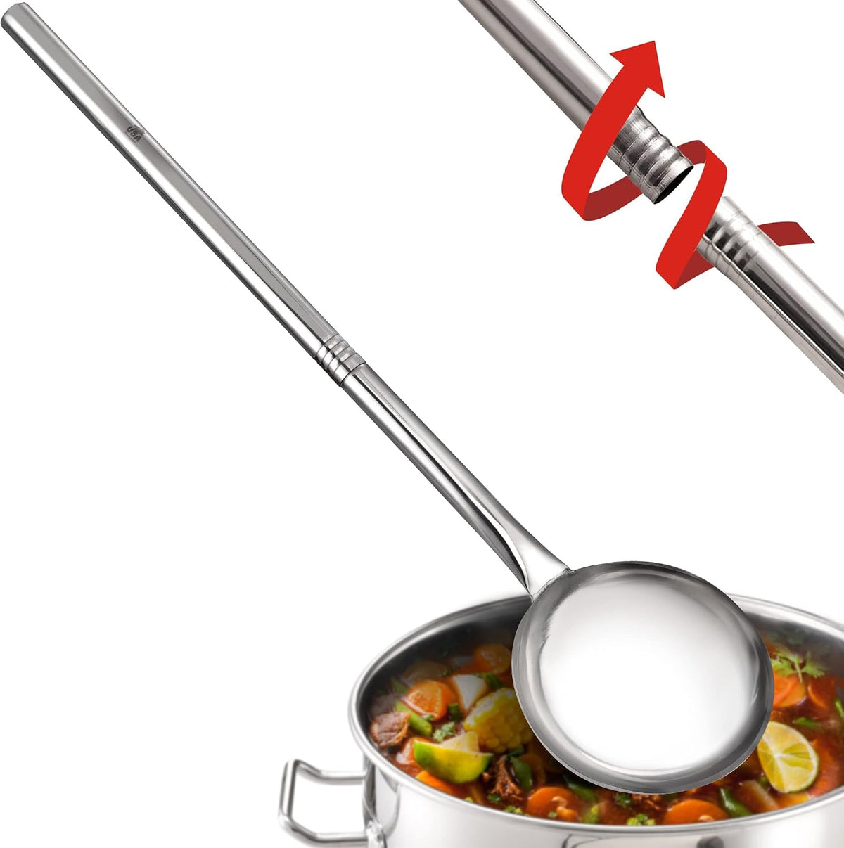ARC 36 Inch Stainless Steel Mixing ladle with Threads Removable Handle