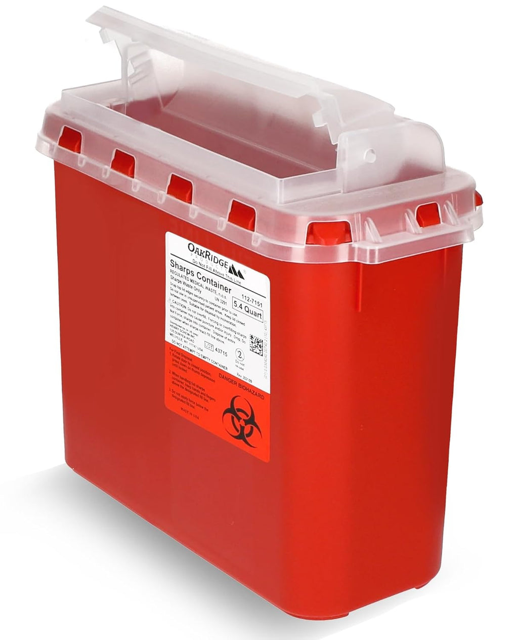 Transparent Sharps Container for Home Use and Professional 5.4 Quart (1-Pack), Touchless Biohazard Needle and Syringe