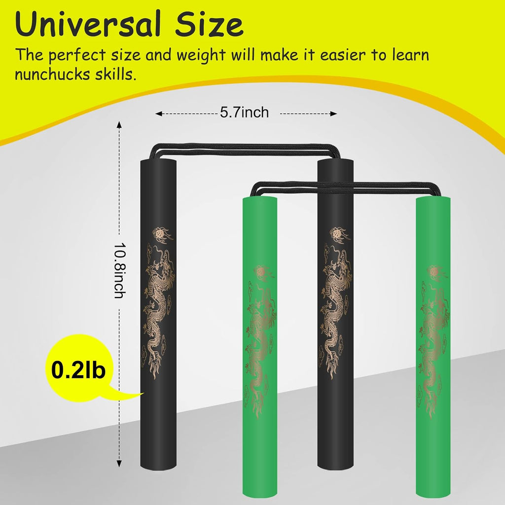 Nunchucks Cord Nunchakus Safe Foam Rubber Training Nunchucks with Cord 2PCS for Kids & Beginners Practice and Training