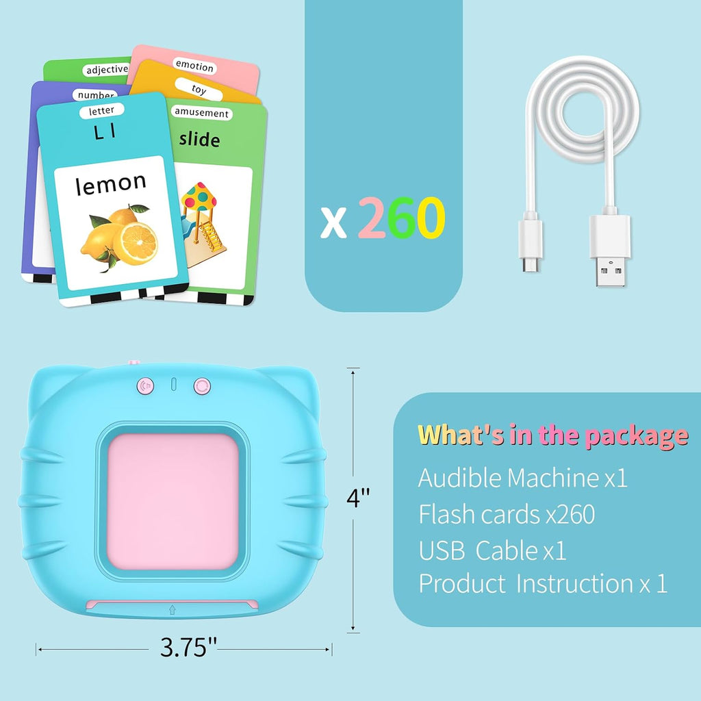 520 ABC Sight Words Talking Flash Cards, Christmas Birthday Gift for 2 3 4 5 6 Year Old Boys and Girls
