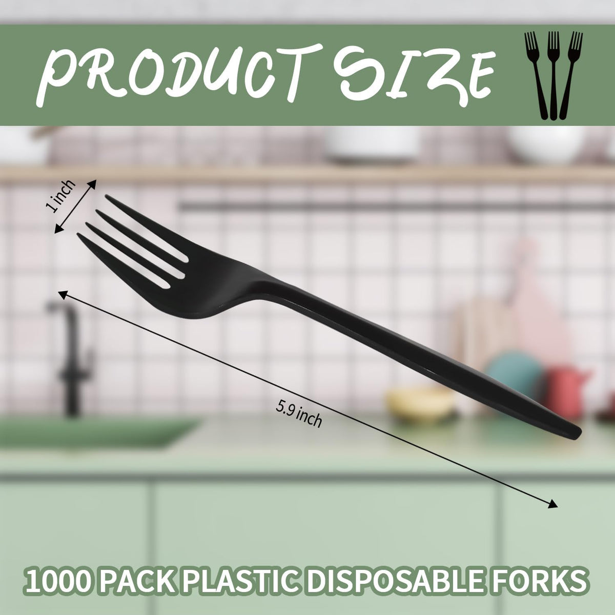 [1000 Pack] Disposable Plastic Forks-Party Dimensions Bulk Black Disposable Silverware Plastic Cutlery Fork (1000