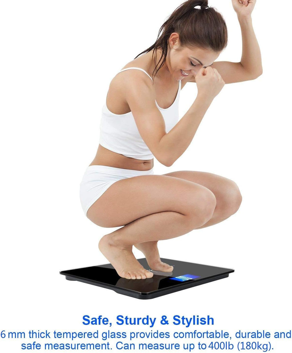 Extra-Wide Ultra-Thick Digital Body Weight Bathroom Scale Black | 0.1lb Discrepancy, 400lb Capacity, 3'' Easy Read