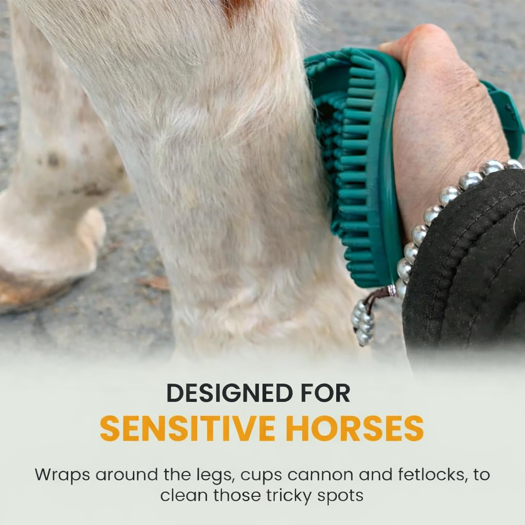 Deep Teal Flexible Glossy Curry Comb for Horses – Soft, Ergonomic Grooming Brush with Flexible Tines for Deep