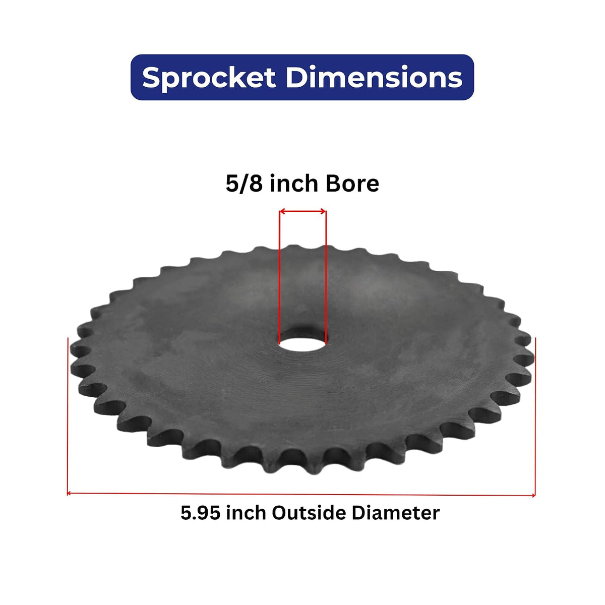 Jeremywell #35 Roller Chain Sprocket, 48 Tooth A-Plate, 5/8" Bore