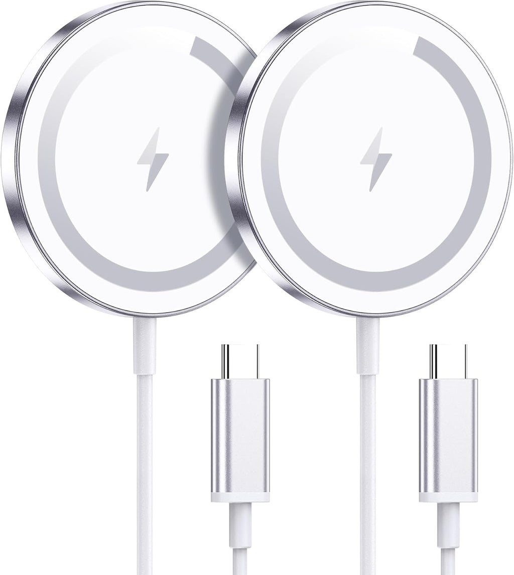 for Apple Mag-Safe Charger 2 Pack, Magnetic Wireless Charger, Silver | Made for iPhone 17/17 Pro/17 Pro Max/Air/16 15