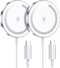 for Apple Mag-Safe Charger 2 Pack, Magnetic Wireless Charger, Silver | Made for iPhone 17/17 Pro/17 Pro Max/Air/16 15