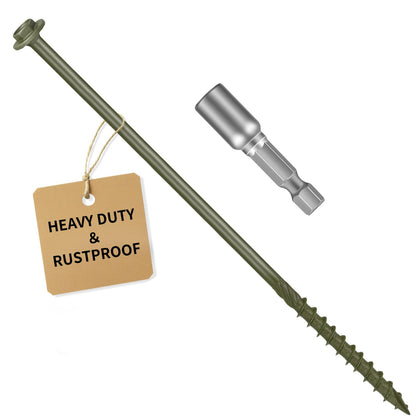 5/16 x 12 inch Long Timber Screws,Heavy Duty Exterior Lag Bolts with Hex Head, Structural Wood Screws for Deck