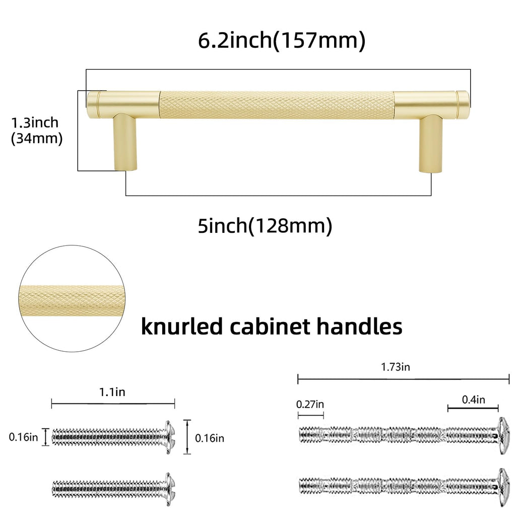 10 Pack 5 Inch Brushed Brass Kitchen Cabinet Handles