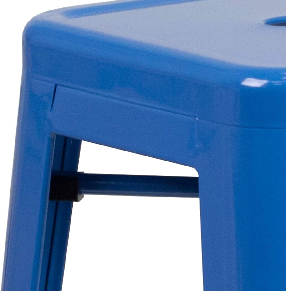 30 in Metal Indoor/Outdoor Backless Barstool, Blue, 4-Pack