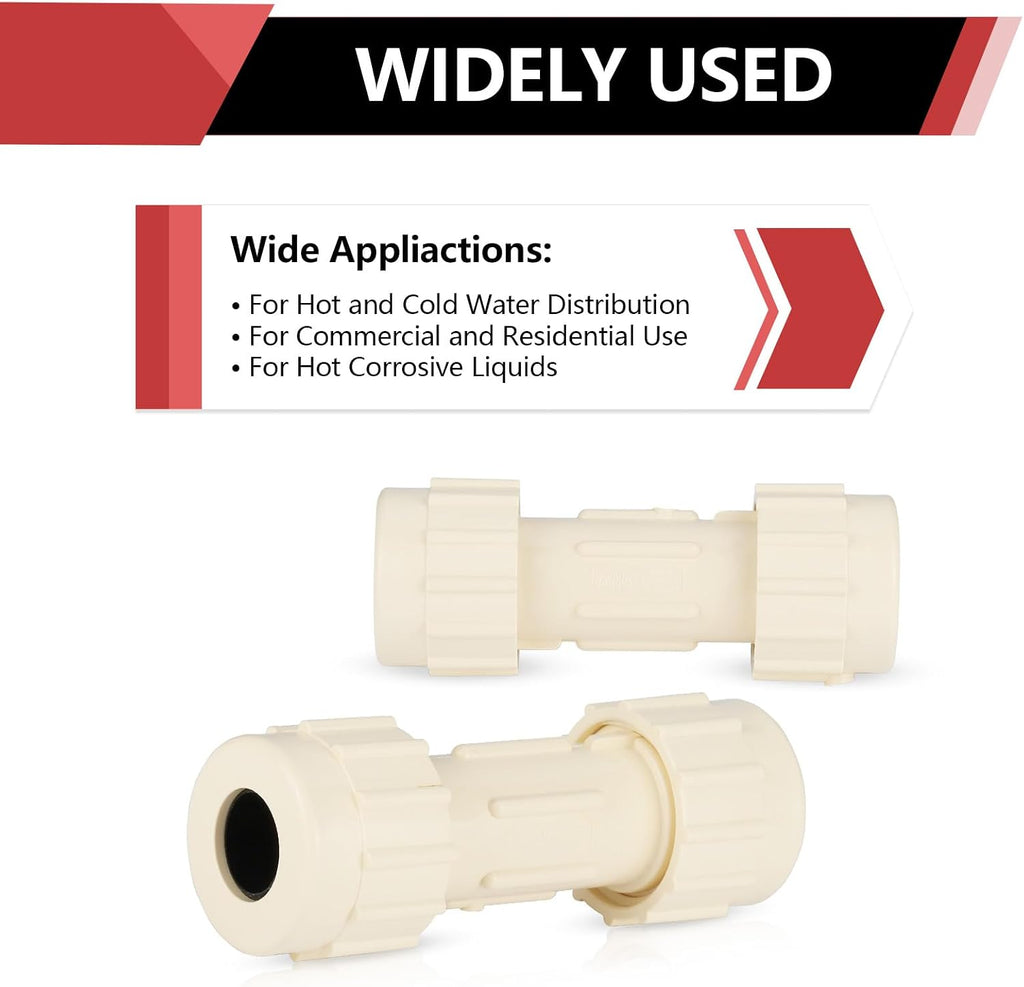 (Pack of 20) EFIELD 3/4"Compression Coupling,CPVC Fittings for Plumbing Installations and Repair