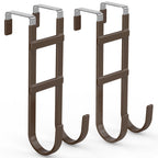 FYY Over the Door Hooks, Double-Hanger 2 Pack, Fits Doors 1.6" Brown