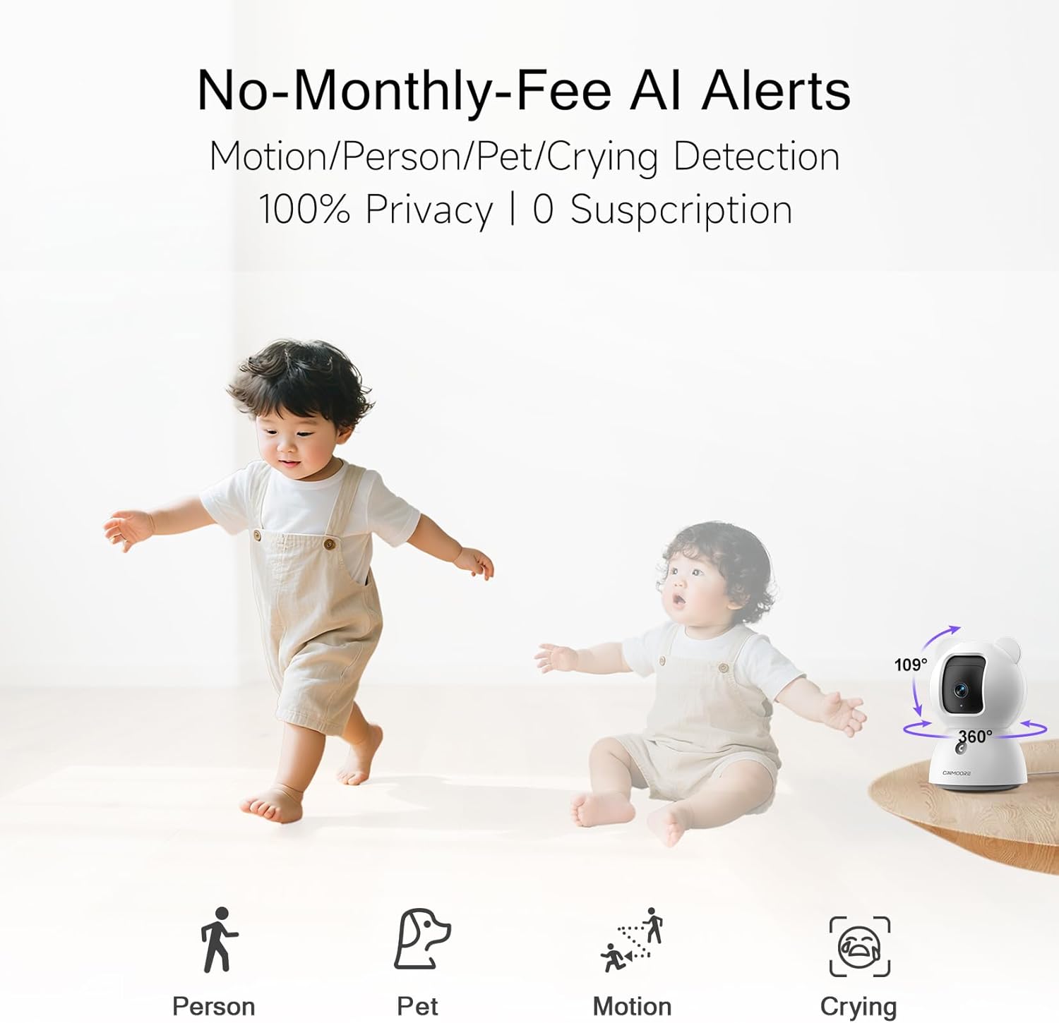 2.5K Pet Camera Indoor with Phone App, Dog/Cat Camera | 4MP Indoor Camera for Home Security, Baby Monitor with Free