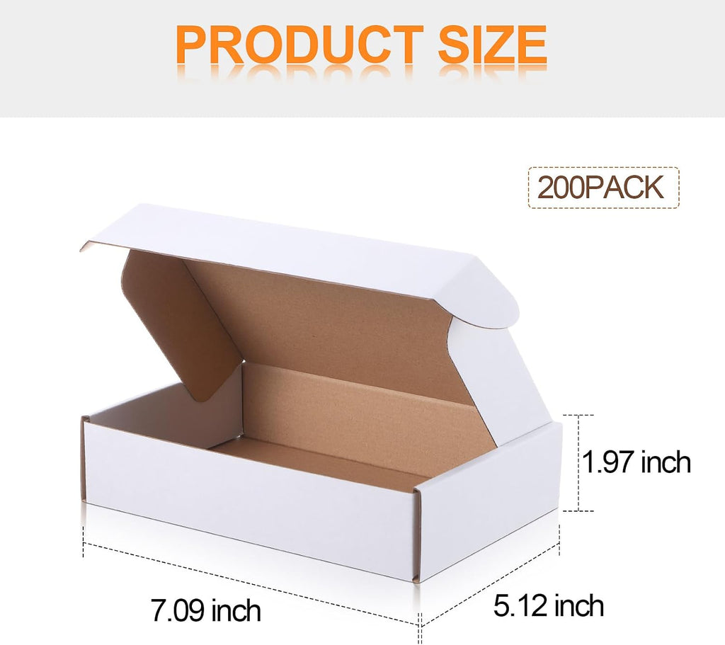 200 Pcs 7.09 x 5.12 x 1.97 Inches Mailing Boxes White Mailer Boxes