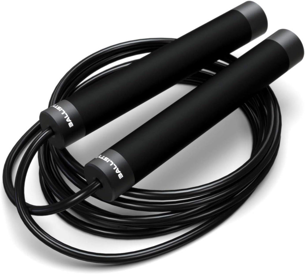 Ballistyx Jump Rope - Premium Speed Jump Rope with 360 Degree Spin, Steel Handles, Silicone Grips and 2 x Adjustable