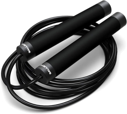 Ballistyx Jump Rope - Premium Speed Jump Rope with 360 Degree Spin, Steel Handles, Silicone Grips and 2 x Adjustable