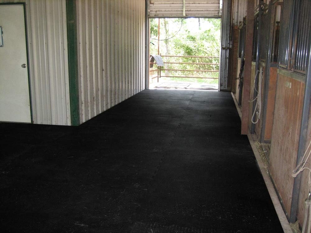 Horse/Stable Mats - Heavy Duty Stall Mats - Thick, Durable Rubber Flooring Solid Black 3/8" Thick - 3' x 4' Mat