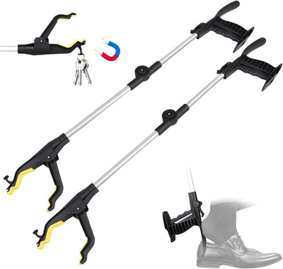 32" Grabber Reacher Tool, 2-Pack Foldable Reacher Grabber Pickup Tool with Shoe Horn, Trash Picker Upper Grabber with