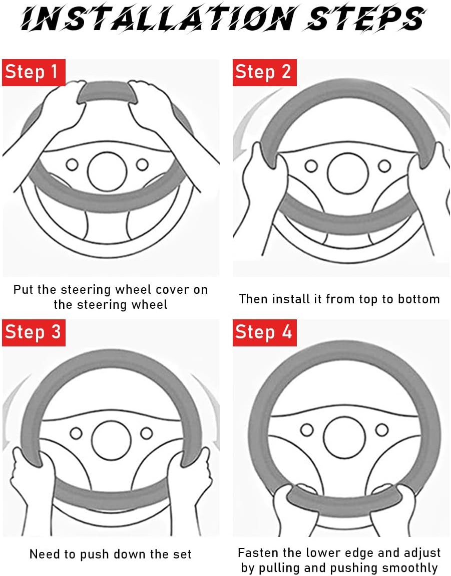 Car Steering Wheel Cover, 15 Inch Leather Breathable Auto Steering Wheel Protector, Comfortable Non-Slip Vehicle