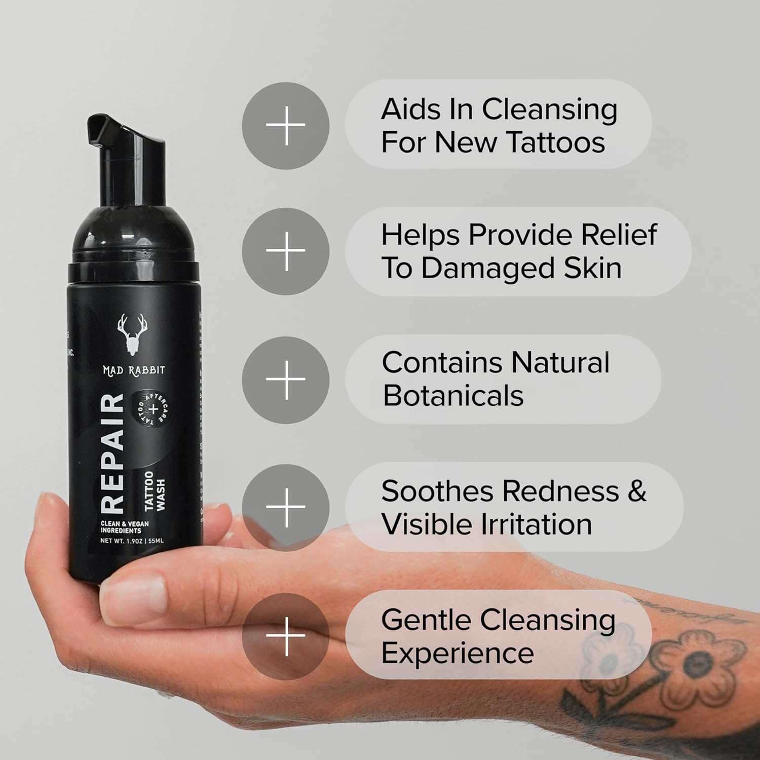 Tattoo Aftercare Soap, Fragrance-Free Foam Wash, 2 oz