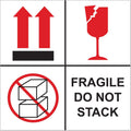 Fragile Do Not Stack Labels, 4 x 4 inch, 1200 Count