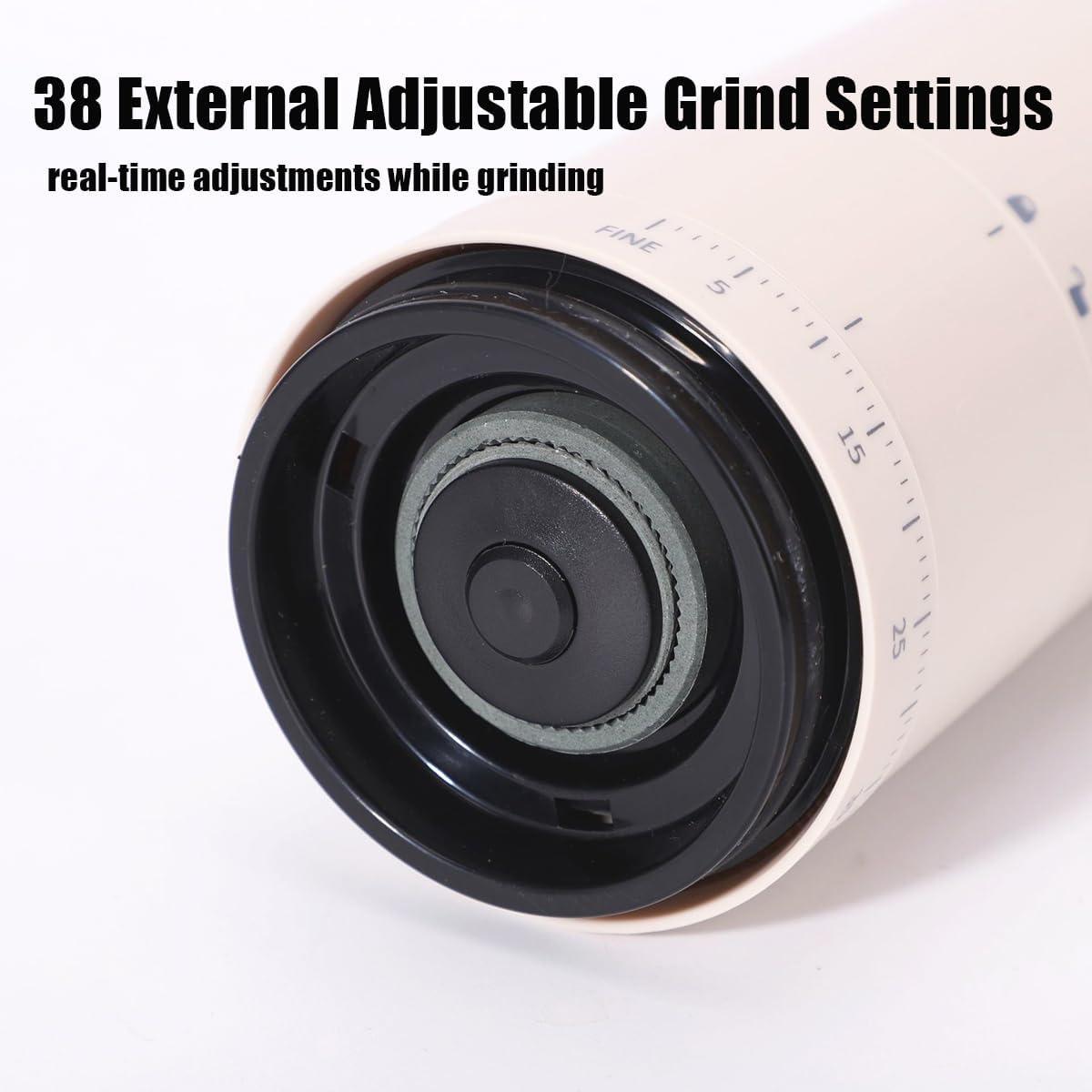 Portable Electric Burr Coffee Grinder with 38 Adjustable Grind Settings - USB Rechargeable Ceramic Core Conical Burr