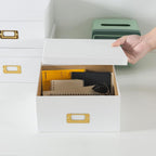 White and Gold Decorative Storage Boxes with Lids, Set of 3