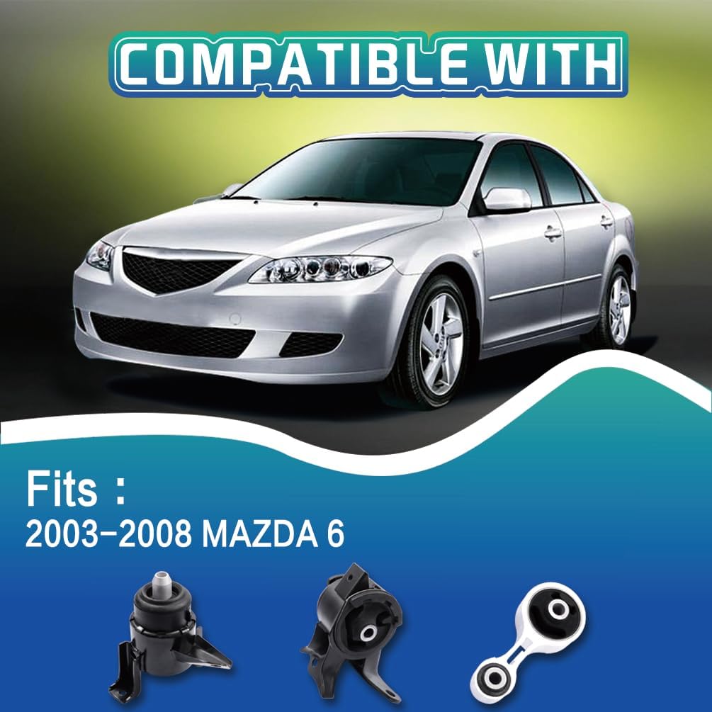 Engine Motor and Transmission Mount Kit,Compatible with 2003-2008 Mazda 6