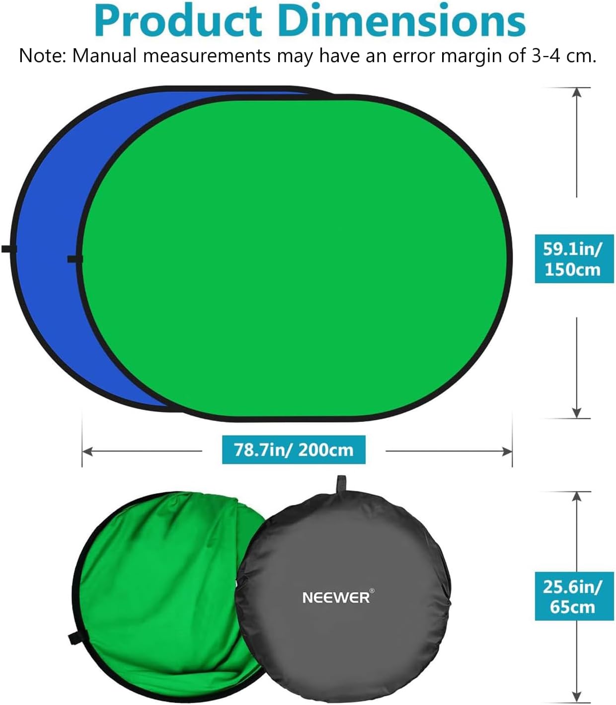 Chromakey Backdrops, Double Sided Green Screen and Blue Screen, 2 in 1 Collapsible and Reversible Background for
