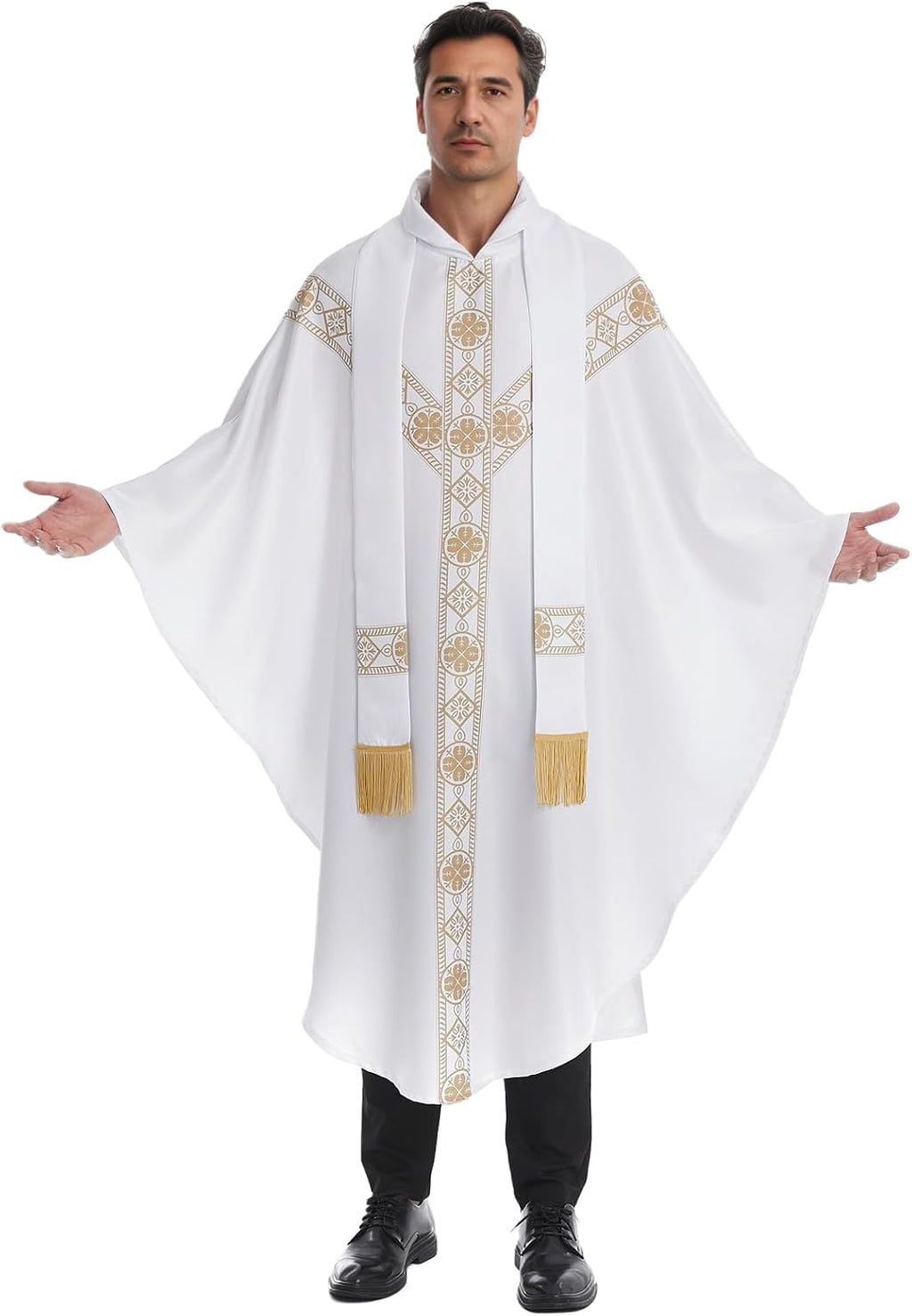 Church Catholic Priest Chasuble Vestments Clergy Robes for Men Priest Outfit Church Mass Vestments Robe with Stole