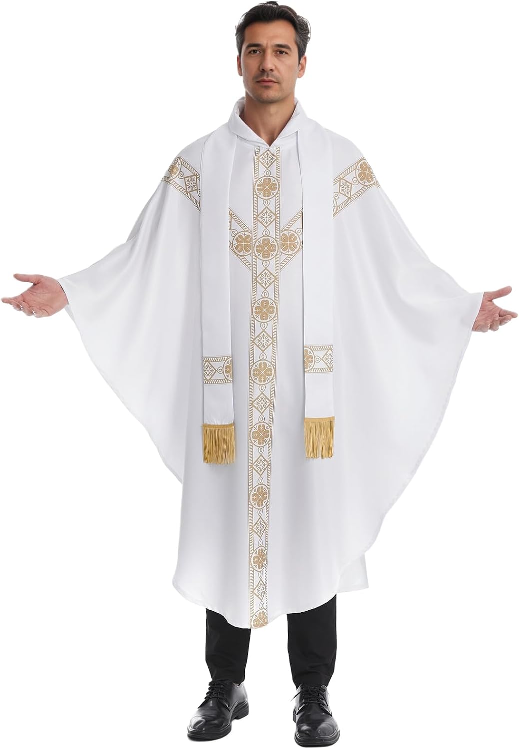 Church Catholic Priest Chasuble Vestments Clergy Robes for Men Priest Outfit Church Mass Vestments Robe with Stole