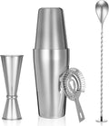 Professional Cocktail Shaker, Professional 5-Piece Bartender Kit with Boston Shaker, Hawthorne Strainer, Double