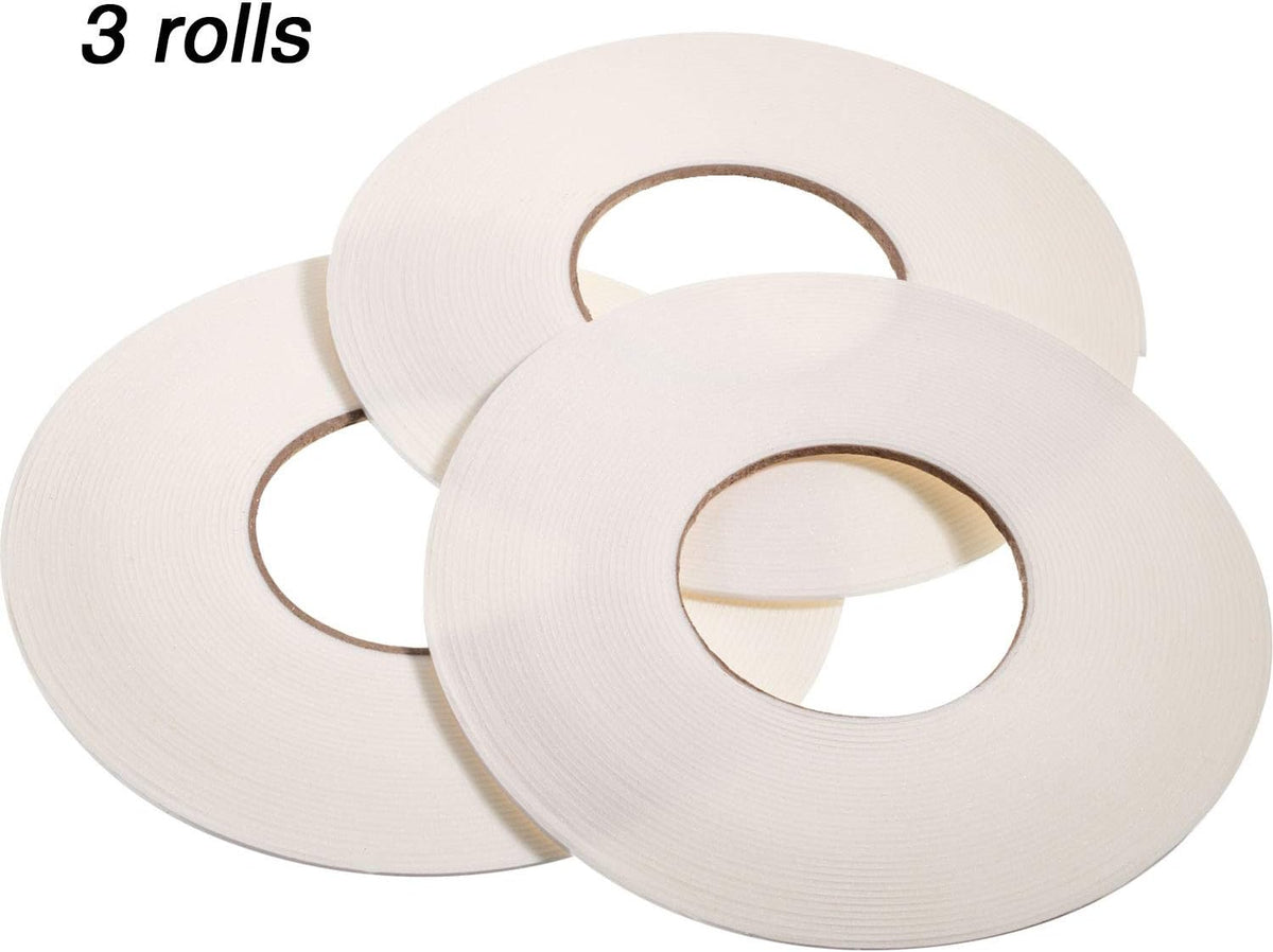 3 Rolls Double Sided Foam Tape, 1/8 Inch by 50 Feet, White