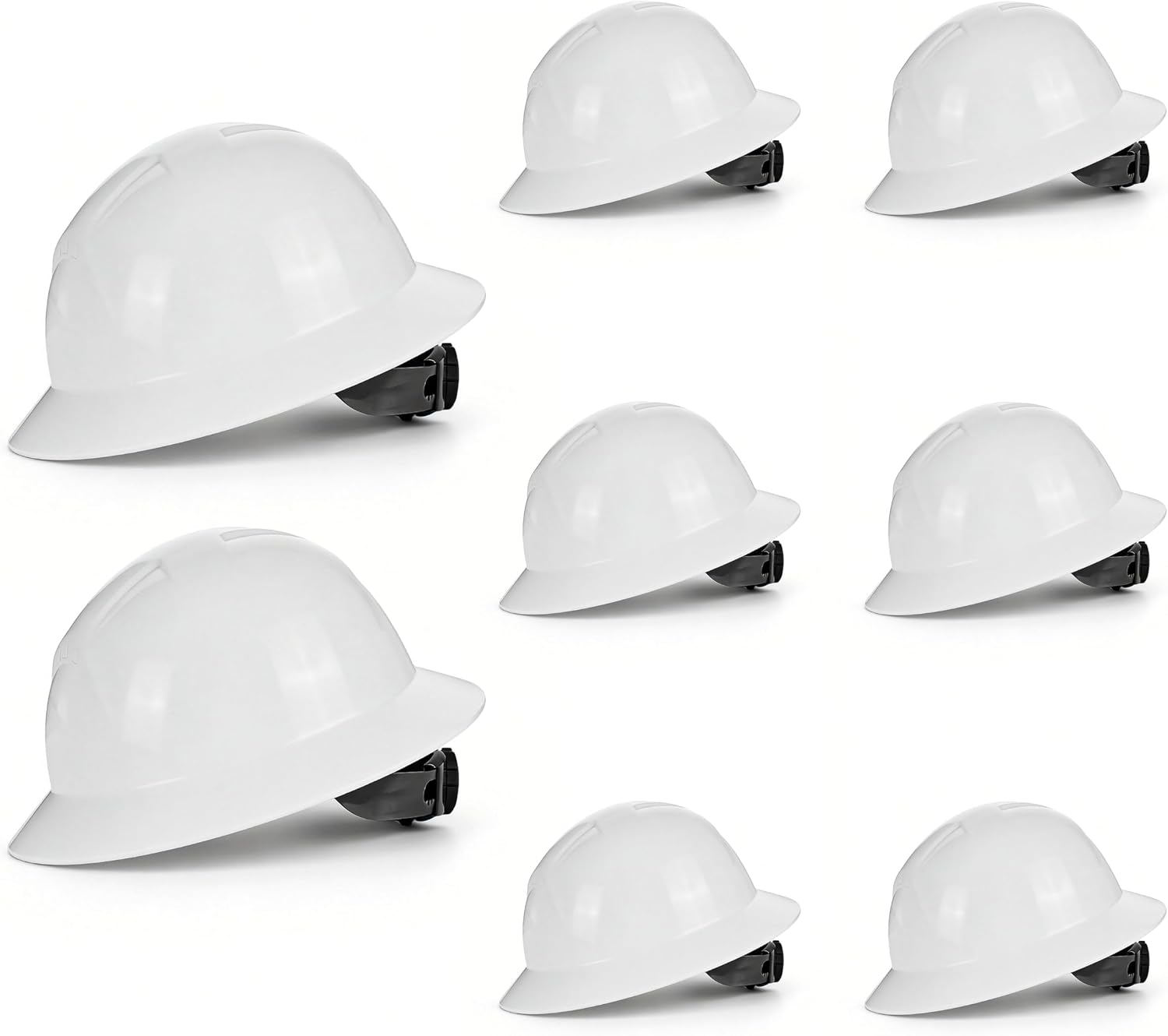 8-Pack Ratchet Suspension Hard Hats, Vented Safety Helmet with HDPE Shell, Adjustable Ratchet (21-24.57 Inch)