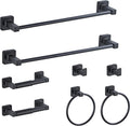 Matte Black Bathroom Hardware Set 8 Pieces,Towel Bar Set Stainless Steel Wall Mounted, Includes 16In Hand Towel Bar