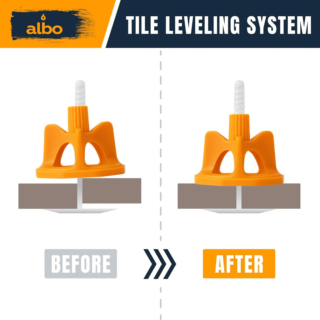 Tile Leveling System Set 1/8 inch - 400 PCS - Professional Floor & Wall Spacer Kit with Reusable Caps & Protection