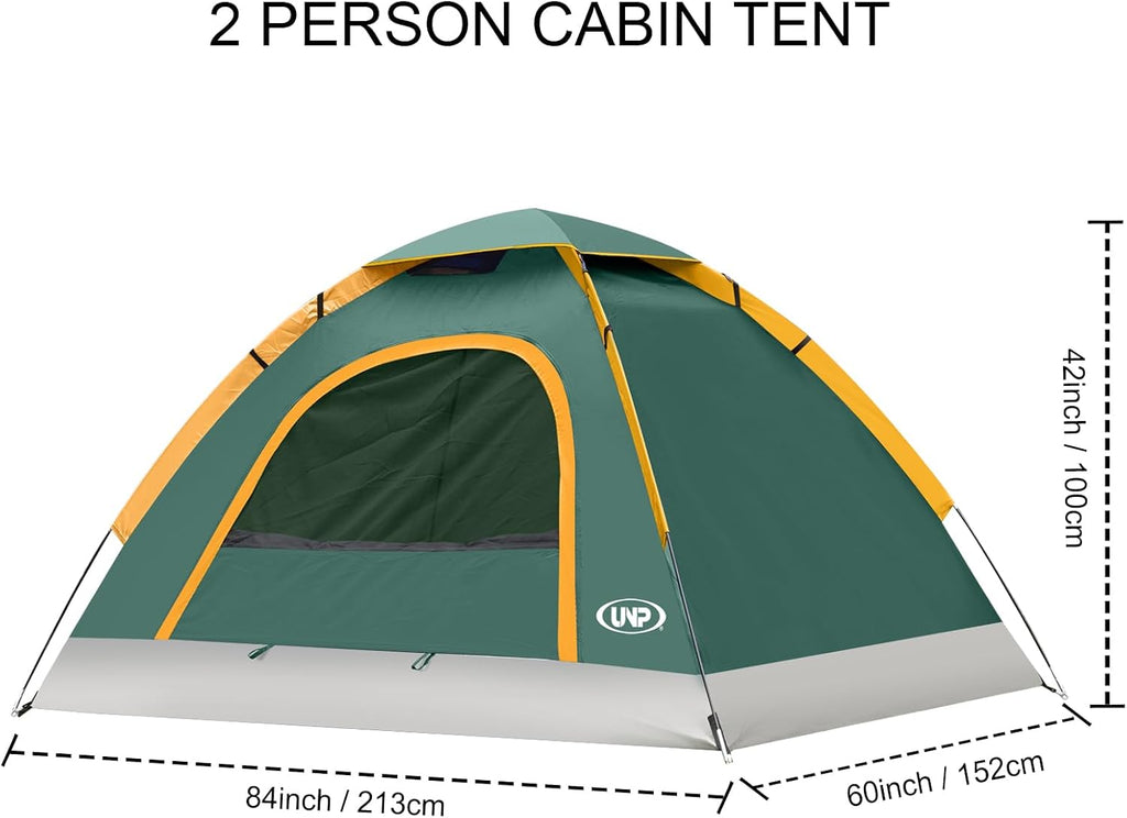 6 Person 4 Season Dome Tent, Easy to Set Up for Camping & Hiking, Lightweight & Portable, Green