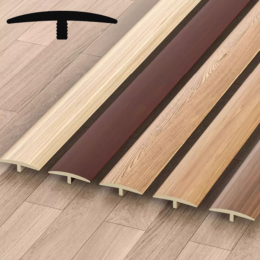 T Molding Floor Transition Strip for Tile to Laminate/Vinyl and Carpet, PVC Flat Divider Strip for Joining Flooring