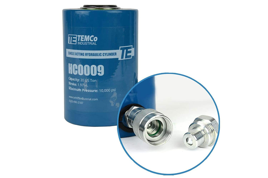 TEMCo 20 Ton Hydraulic Cylinder 2" Stroke Single Acting 10,000 PSI – Machinery, Foundation Support & Construction