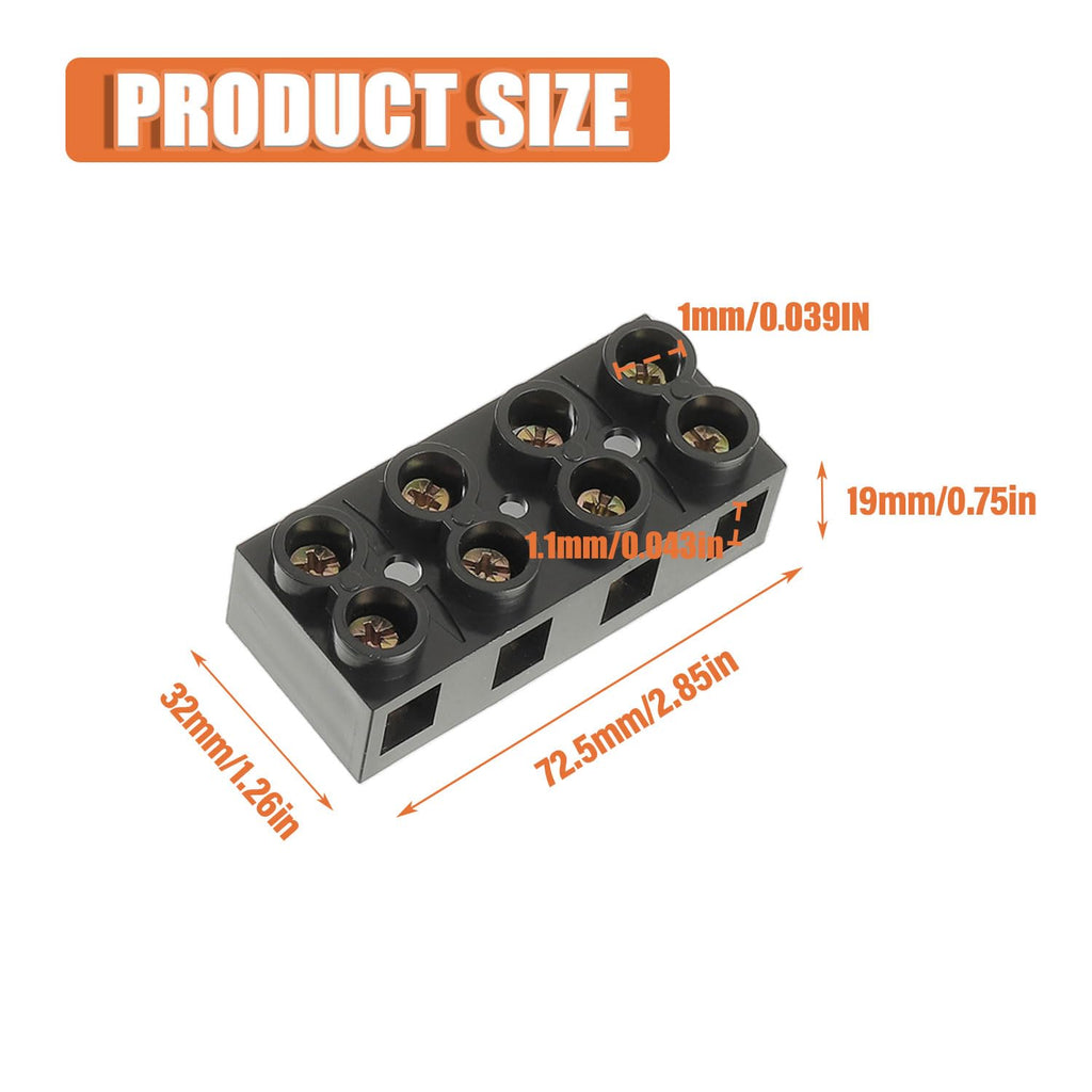 2PCS Dual Rows Terminal Block 500V 60A 4 Position Screw