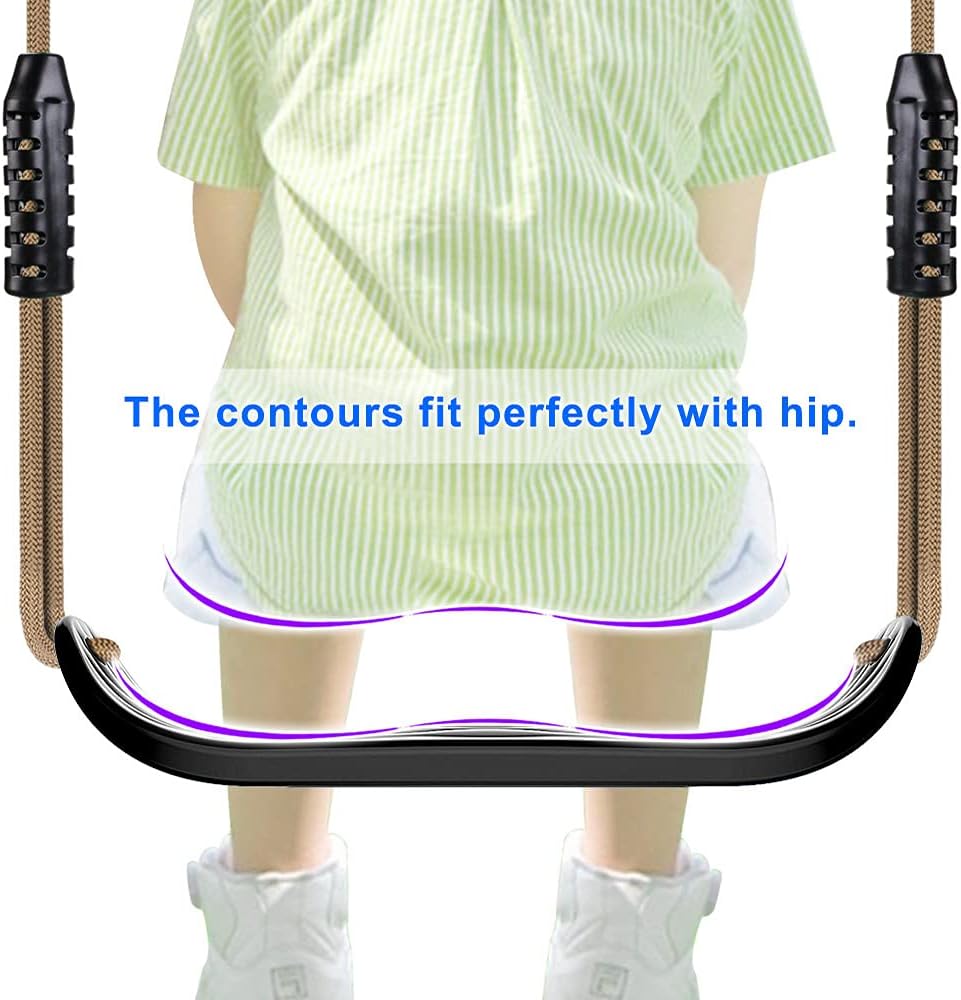 Plastic Swing Seat, Non Slip Tree Swing Set with Adjustable Rope and 2 Carabiners, Heavy Duty Playground Swing Set