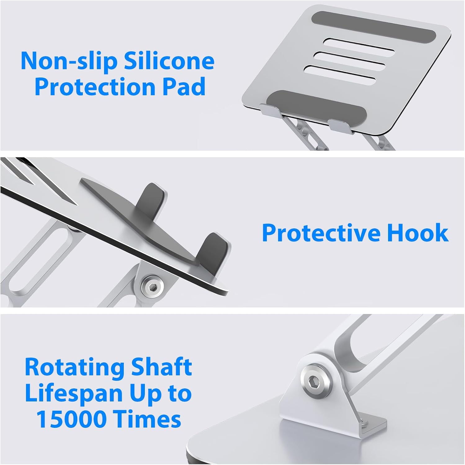 Laptop Stand for Desk, Adjustable Laptop Riser, Metal Foldable Computer Stand Holder Portable Notebook Mount