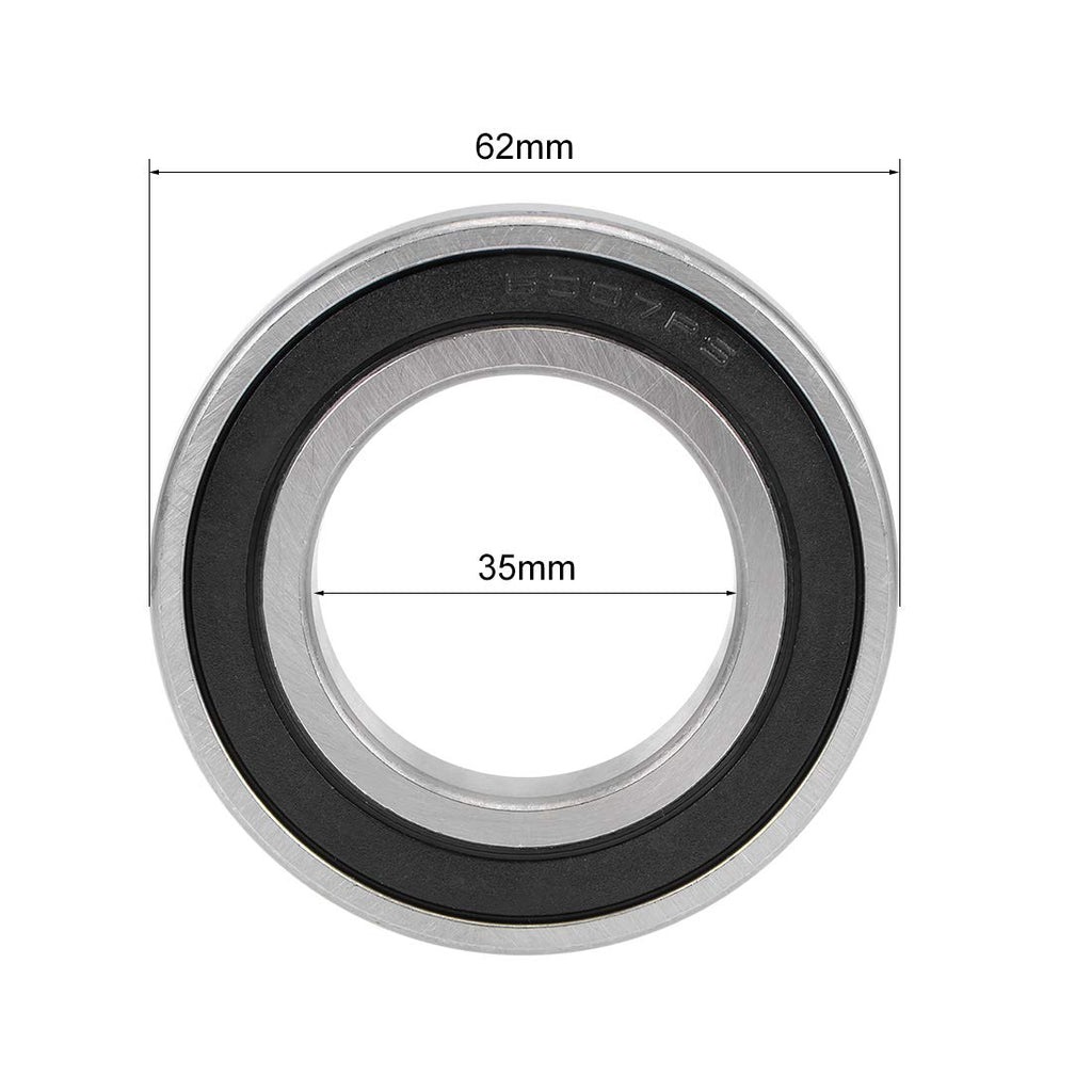 uxcell 6007-2RS Deep Groove Ball Bearings Z2 35mm X 62mm X 14mm Double Shielded Carbon Steel 2pcs