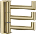 Towel Hook 3 Arms, Swivel Coat Wall Hook, Brushed Gold | Solid SUS304 Stainless Steel, Foldable Robe Towel Holder for