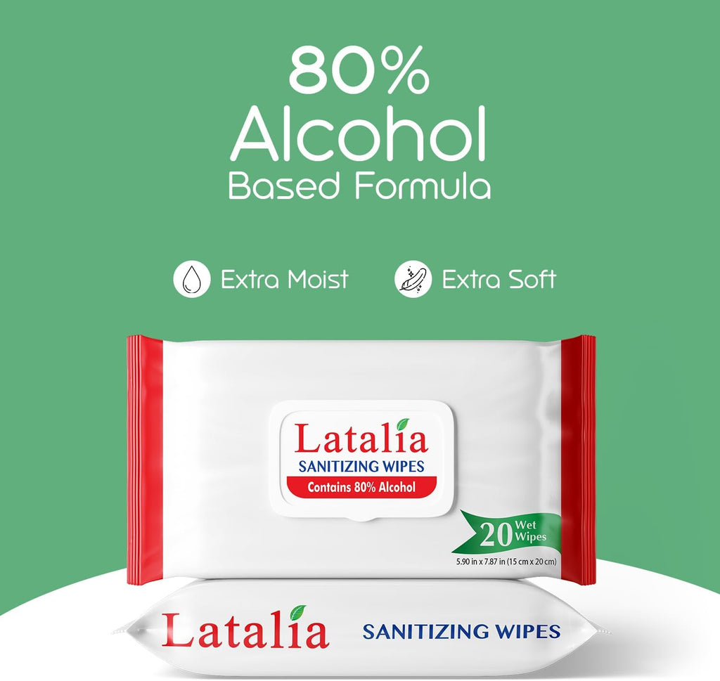 Hand Wipes Pack of 2| 80% Alcohol Hand Sanitizer Wipes for Hands & Face Moisturizing, Gentle, Convenient and